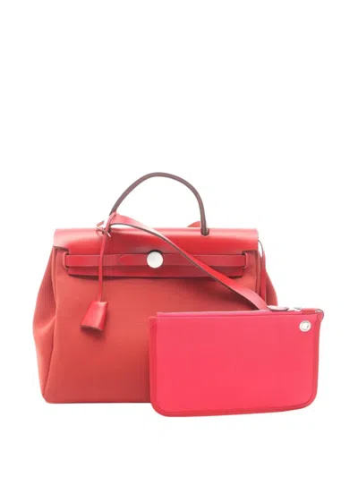 Pre-owned Hermes 2020 Toile Herbag Zip 31 Satchel In Red