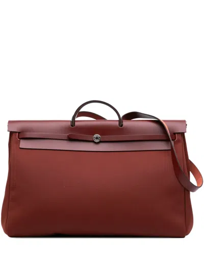 Pre-owned Hermes 2020 Toile Militaire Vache Hunter Herbag Zip 31 Satchel