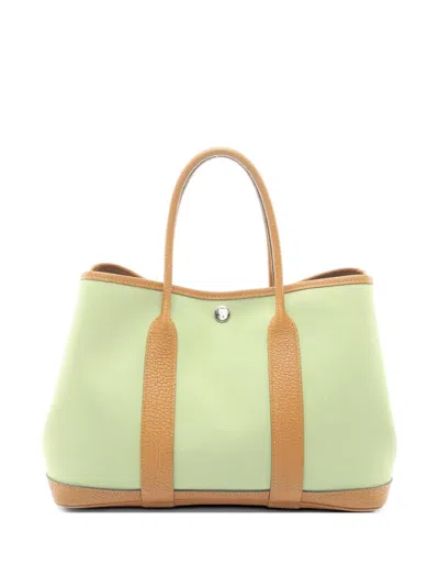 Pre-owned Hermes 2020 Tpm Garden Party Tote Bag In Green