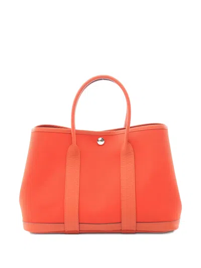 Pre-owned Hermes 2020 Tpm Garden Party Tote Bag In Orange