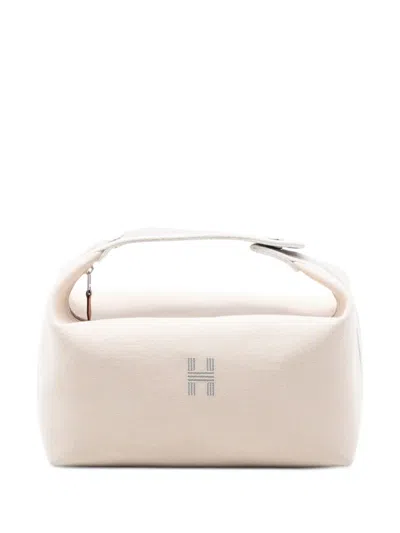 Pre-owned Hermes 2020-2025 Large Toile Bride A Brac Case Vanity Bag In Brown