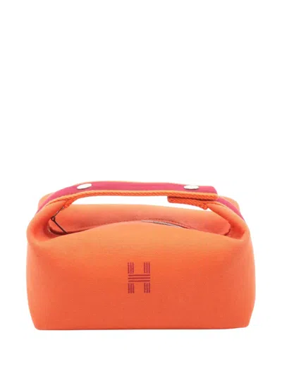 Pre-owned Hermes 2020-2026 Canvas Bride A Brac Pm Vanity Bag In Orange