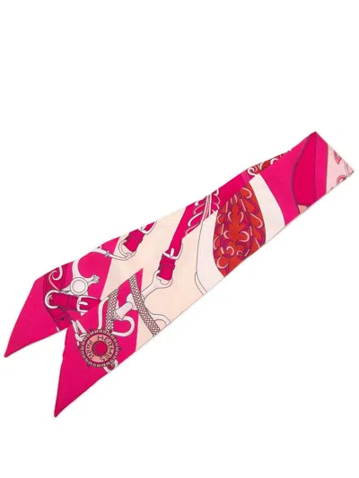 Pre-owned Hermes 2020-2026 Festival Des Amazones Silk Twilly Scarf Scarves In Pink