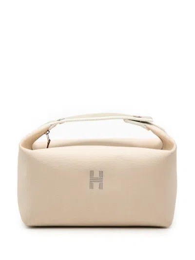 Pre-owned Hermes 2020-2026 Large Toile Bride A Brac Case Vanity Bag In Brown