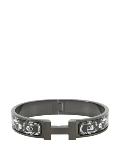 Pre-owned Hermes 2020-2026 Narrow Enamel Clic Hh Metallique So Black Bracelet T4 Costume Bracelet