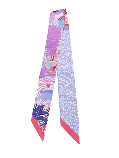 Pre-owned Hermes 2020-2026 Under The Waves Twilly Silk Scarf Scarves In Purple
