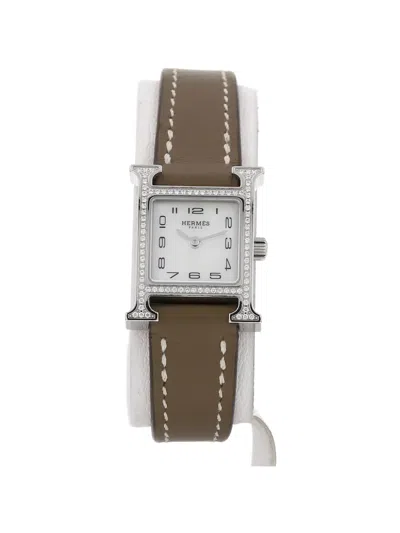 Pre-owned Hermes 2020s 20mm Hermès Heure H Ardillon Buckle Watch In White