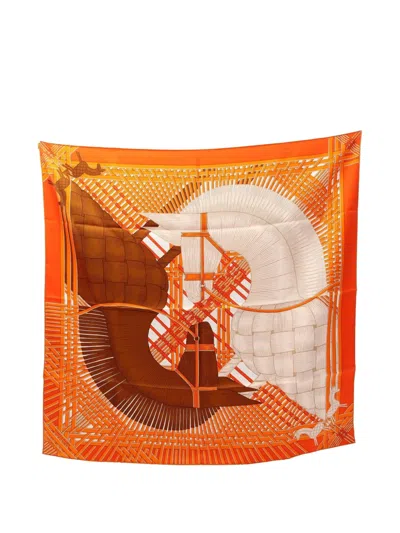 Pre-owned Hermes 2020s 90 Masan&masan Silk Scarf