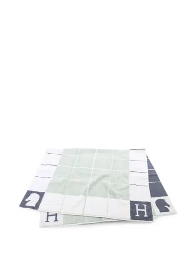 Pre-owned Hermes 2020s Avalon Rectangle-shape Bath Towel In White