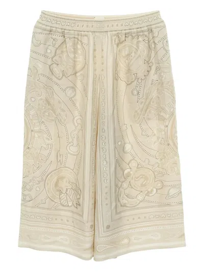 Pre-owned Hermes 2020s Bandana Silk Trousers In Neutral