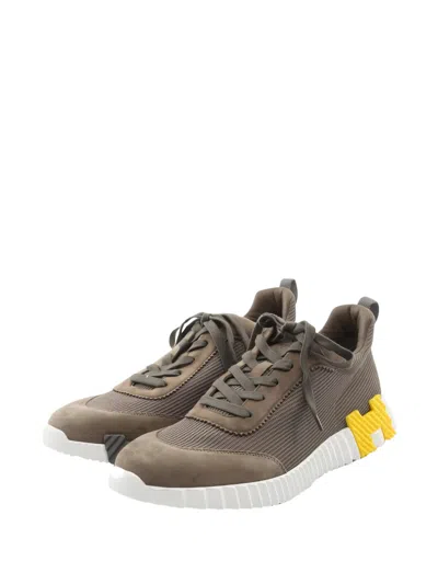 Pre-owned Hermes 2020s Bouncing Lace-up Sneakers In Green