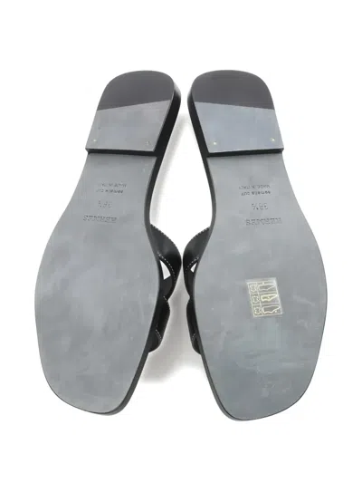 Pre-owned Hermes 2020s Box Calf Mules Sandals In Black