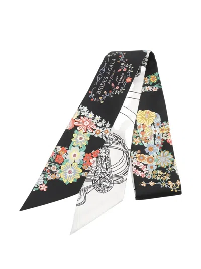 Pre-owned Hermes 2020s Brides De Gala En Fleurs Scarf In Black