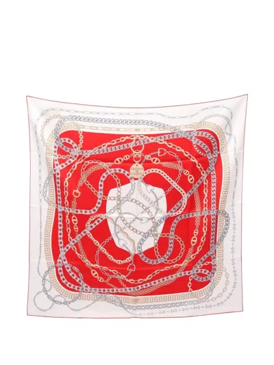 Pre-owned Hermes 2020s Carres 90 Reaction En Chaines Silk Scarf