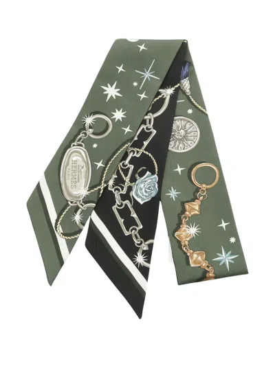Pre-owned Hermes 2020s C'est La Fete Twilly Scarf In Green