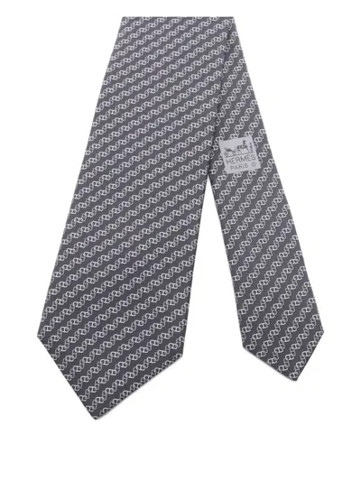 Pre-owned Hermes 2020s Chain-pattern Silk Tie