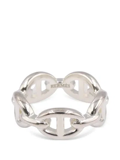 Pre-owned Hermes 2020s Chain Ring In Silver