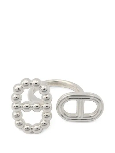 Pre-owned Hermes 2020s Chaîne D'ancre Area 2 Ring In Silver