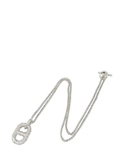Pre-owned Hermes 2020s Chaîne D'ancre Area Ii Twist Necklace In Silver