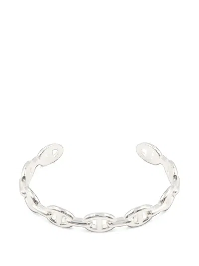 Pre-owned Hermes 2020s Chaine D'ancre Enchainee Cuff Bracelet In Silver