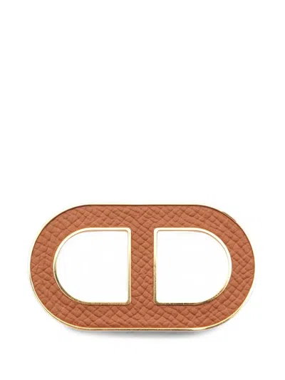 Pre-owned Hermes Chaîne D'ancre Epsom 皮质胸针（2020年代典藏款） In Gold