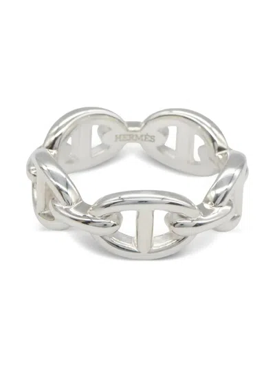 Pre-owned Hermes 2020s Chaine D'ancre Ring In Silver