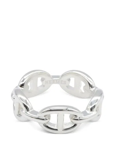Pre-owned Hermes 2020s Chaîne D'ancre Ring In Silver