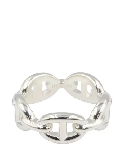 Pre-owned Hermes 2020s Chaine D'ancre Ring In Silver