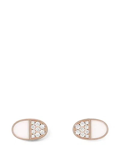 Pre-owned Hermes 2020s Chaîne D'ancre Verso Diamond Earrings In Pink