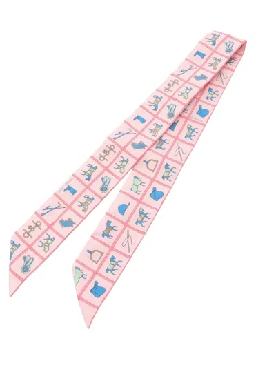 Pre-owned Hermes 2020s Couvertures Et Tenues De Jour Ribbon Scarf In Pink