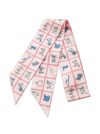 Pre-owned Hermes 2020s Couvertures Et Tenues De Jour Silk Scarf In Pink