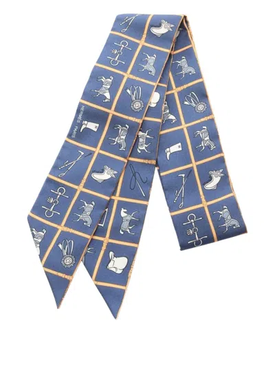 Pre-owned Hermes 2020s Couvertures Et Tenues De Jour Twilly Scarf In Blue