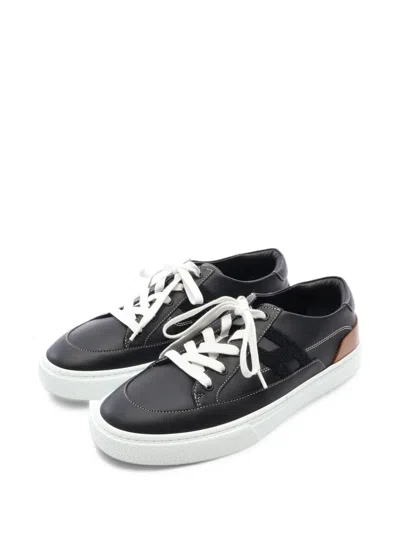 Pre-owned Hermes 2020s Deep Leather Sneakers In Black