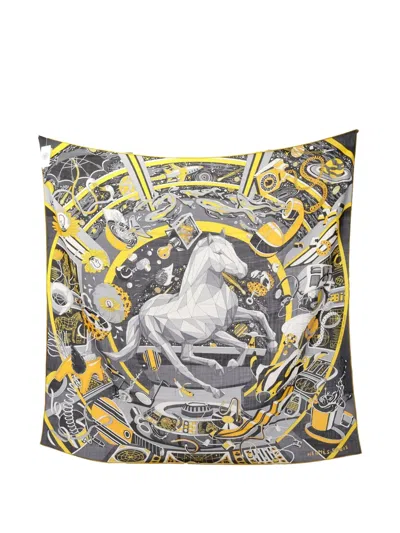 Pre-owned Hermes 2020s Faubourg Of Dreams Scarve In Gray