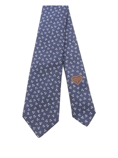 Pre-owned Hermes 2020s Floral Silk Tie In Blue
