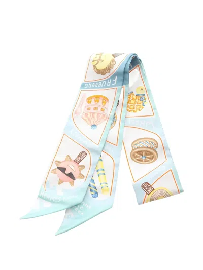 Pre-owned Hermes 2020s Funny Ice Cream Ribbon Scarf In White