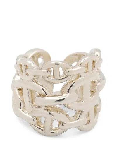 Pre-owned Hermes 2020s Gm Enchaînée Ring In Silver