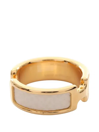 Pre-owned Hermes 2020s Gm Olymp Leather Ear Cuff In Gold