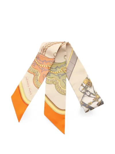 Pre-owned Hermes 2020s Grand Apparat Silk Scarf In Neutrals