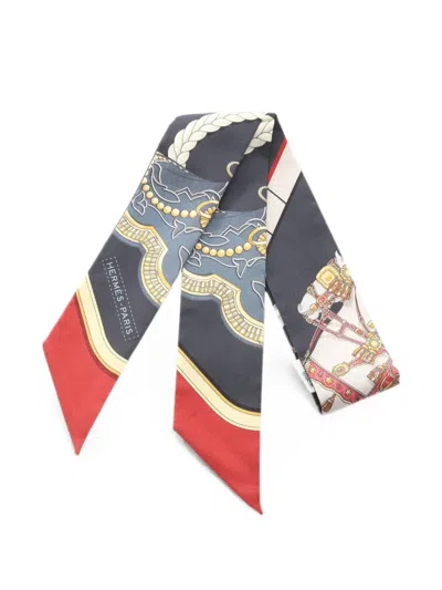 Pre-owned Hermes 2020s Grand Apparat Twilly Scarf In Blue