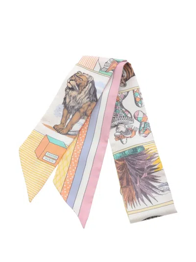 Pre-owned Hermes 2020s Grand Theatre Nouveau Scarf In White