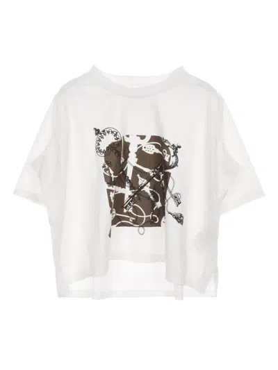 Pre-owned Hermes 2020s Graphic-print Cotton T-shirt In White