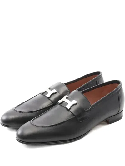 Pre-owned Hermes 2020s H-buckle Loafers In Black