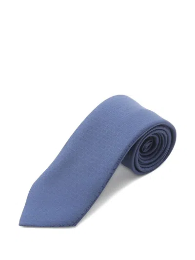 Pre-owned Hermes 2020s H-pattern Silk Tie In Blue