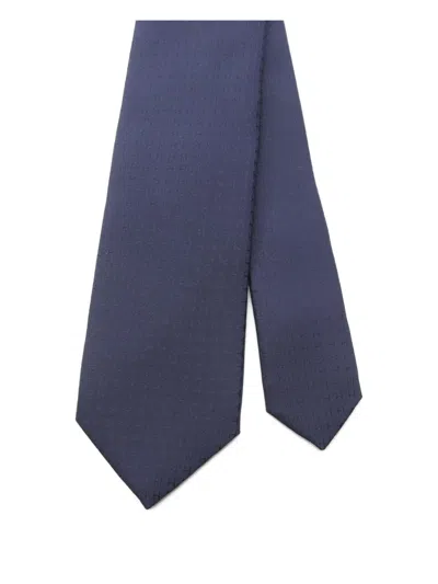 Pre-owned Hermes 2020s H Pattern Silk Tie In Blue