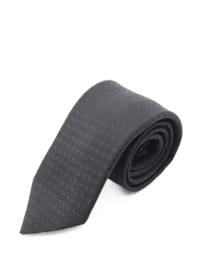 Pre-owned Hermes 2020s H Silk Tie In Black