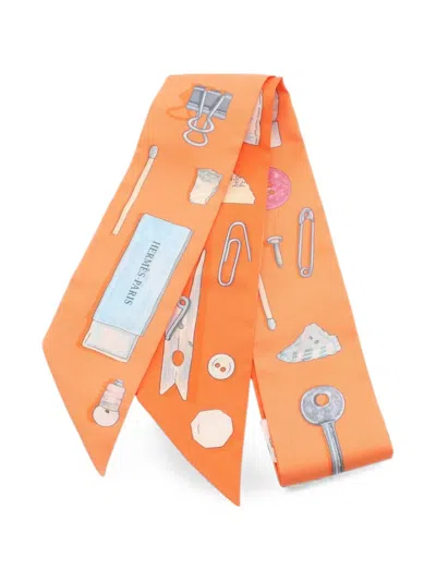 Pre-owned Hermes 2020s In The Pocket Scarf In Orange