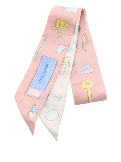 Pre-owned Hermes 2020s In The Pocket Silk Scarf In Pink