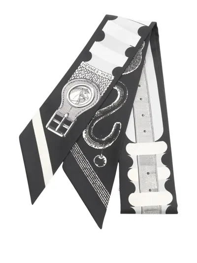 Pre-owned Hermes 2020s Inventaire Poetique De Brides A Bloc Scarf In Black