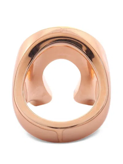 Pre-owned Hermes 2020s Jockey Gm Horseshoe Ring In Pink